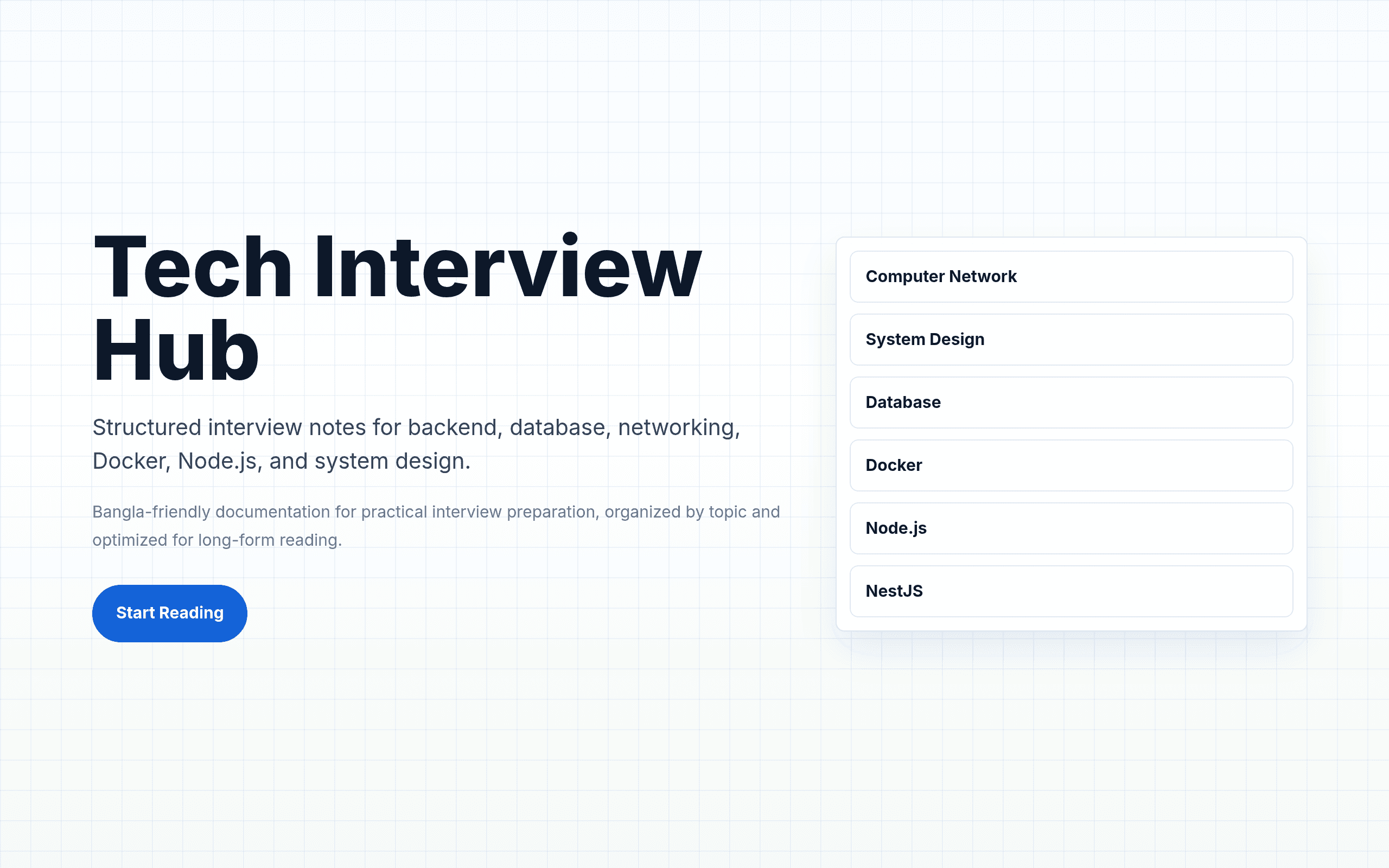 Tech Interview Hub screenshot